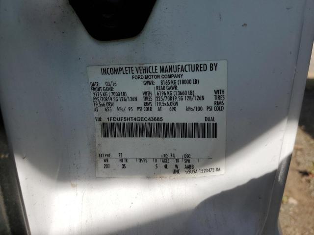 59817925 :رقم المزاد ، 1FDUF5HT4GEC43685 vin ، 2016 Ford F550 Super مزاد بيع