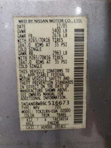 Aukcja sprzedaży 2006 Nissan Xterra, vin: 5N1AN08W86C516673, numer aukcji: 62750355
