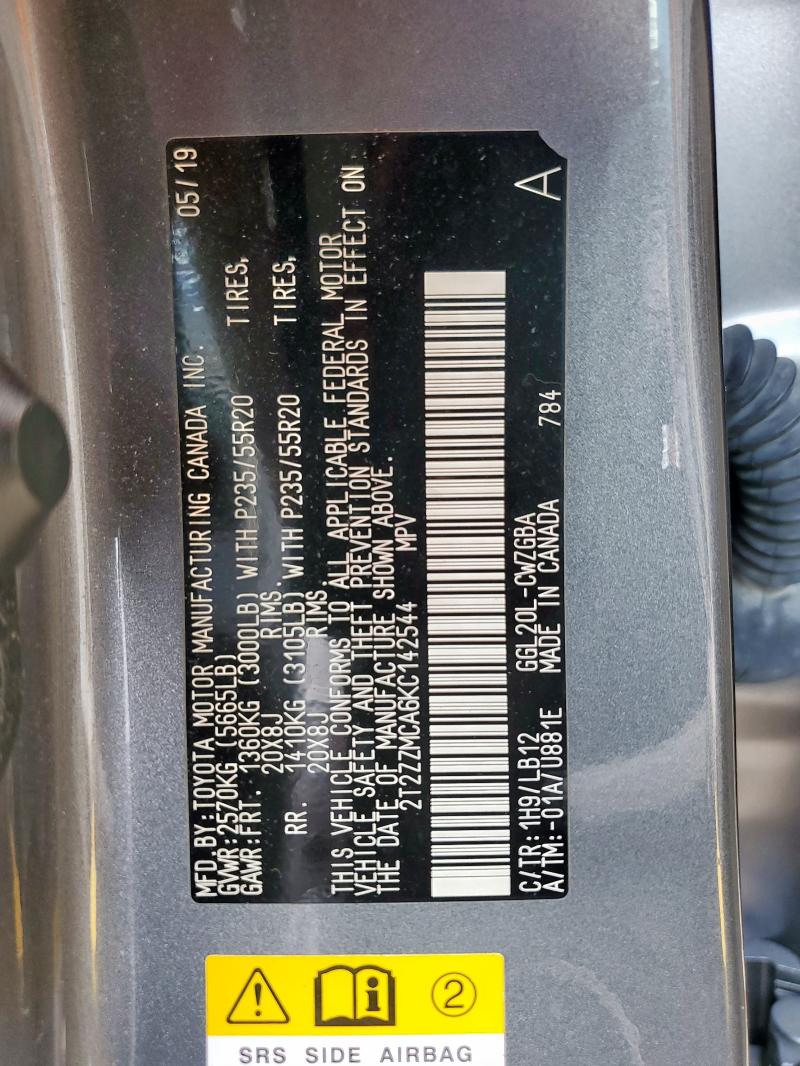 Продажа на аукционе авто 2019 Lexus Rx, vin: 2T2ZZMCA6KC142544, номер лота: 61860825