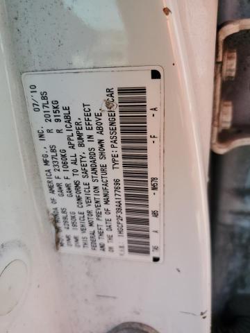 Aukcja sprzedaży 2010 Honda Accord Lx, vin: 1HGCP2F39AA177696, numer aukcji: 60799505