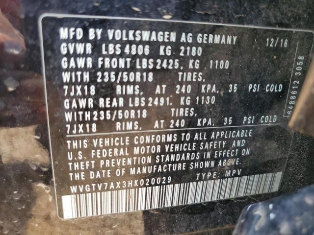62327725 :رقم المزاد ، WVGTV7AX3HK020029 vin ، 2017 Volkswagen Tiguan Spo مزاد بيع