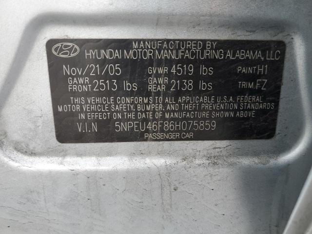 Aukcja sprzedaży 2006 Hyundai Sonata, vin: 5NPEU46F86H075859, numer aukcji: 60850235