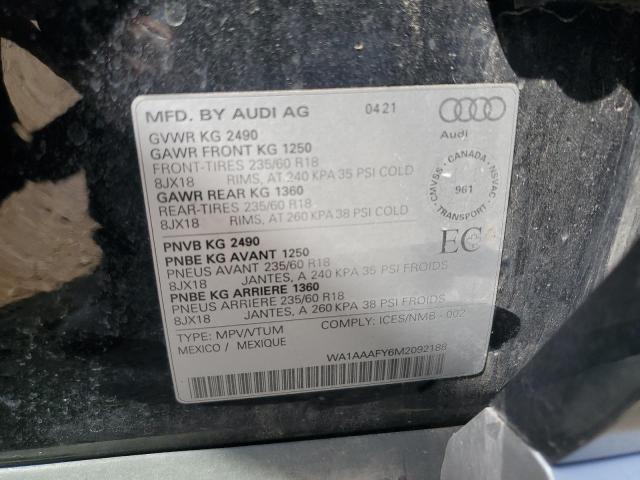 Aukcja sprzedaży 2021 Audi Q5, vin: WA1AAAFY6M2092188, numer aukcji: 62371935