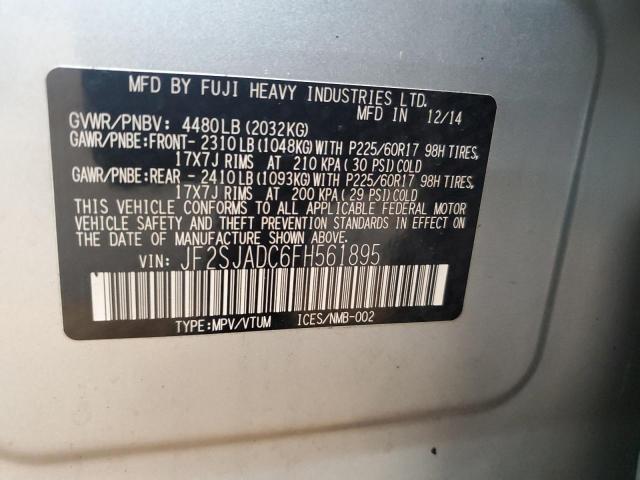 Продаж на аукціоні авто 2015 Subaru Forester, vin: JF2SJADC6FH561895, номер лоту: 59934475