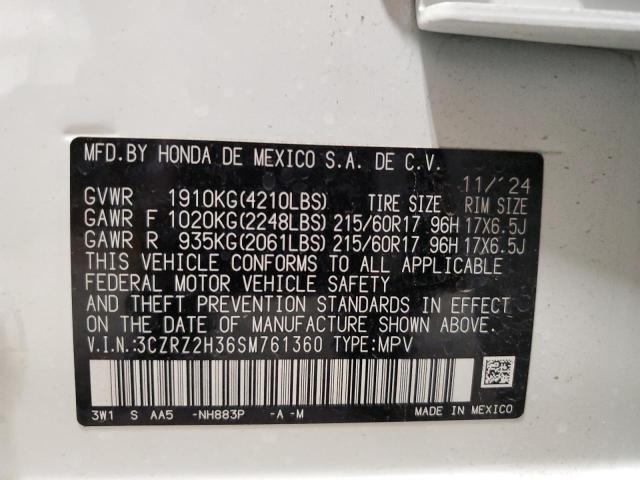59098595 :رقم المزاد ، 3CZRZ2H36SM761360 vin ، 2025 Honda Hr-v Lx مزاد بيع