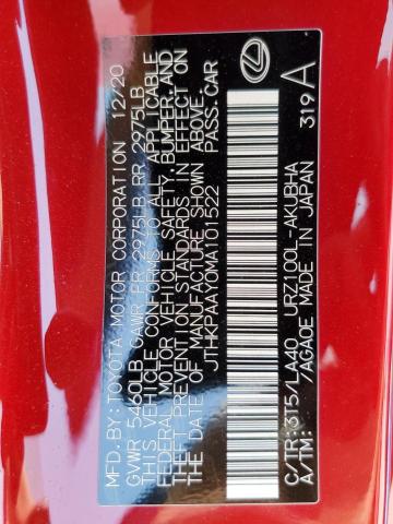 Aukcja sprzedaży 2021 Lexus Lc, vin: JTHKPAAY0MA101522, numer aukcji: 61920985
