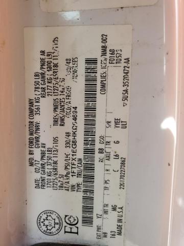 60761525 :رقم المزاد ، 1FTFX1EG8HKD04694 vin ، 2017 Ford F150 Super Cab مزاد بيع
