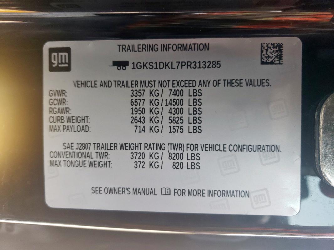 61217635 :رقم المزاد ، 1GKS1DKL7PR313285 vin ، 2023 Gmc Yukon Dena مزاد بيع