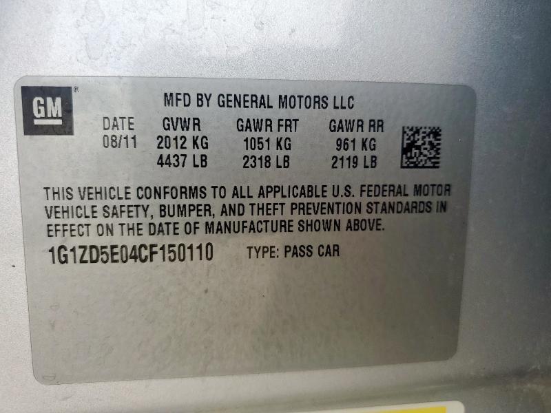 59036765 :رقم المزاد ، 1G1ZD5E04CF150110 vin ، 2012 Chevrolet Malibu 2lt مزاد بيع