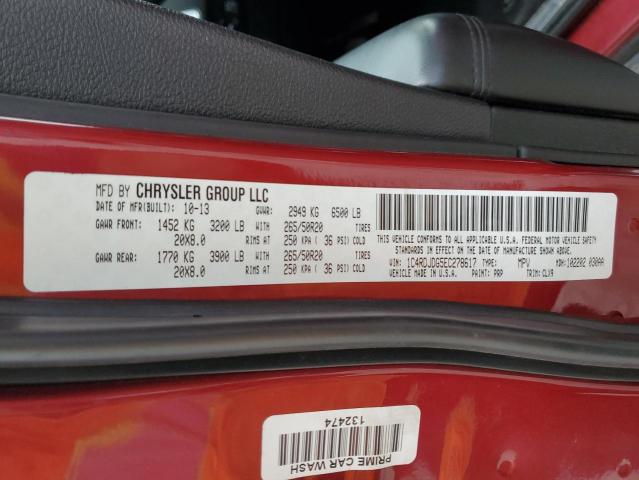 62361425 :رقم المزاد ، 1C4RDJDG5EC278617 vin ، 2014 Dodge Durango مزاد بيع