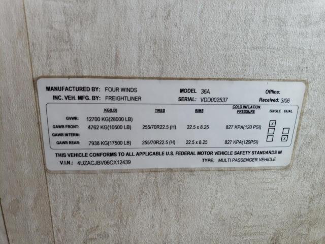 2006 Freightliner Chassis X მანქანა იყიდება აუქციონზე, vin: 4UZACJBV06CX12439, აუქციონის ნომერი: 59876475