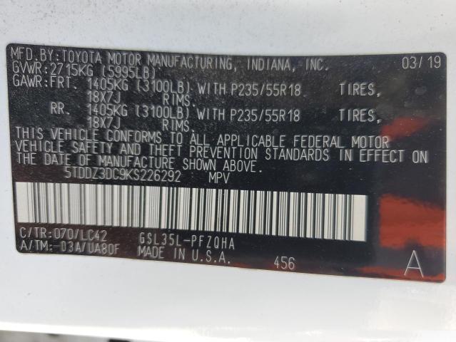 Продажа на аукционе авто 2019 Toyota Sienna Xle, vin: 5TDDZ3DC9KS226292, номер лота: 59715245