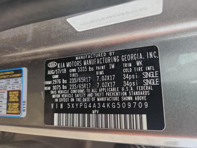 Продаж на аукціоні авто 2019 Kia Sorento, vin: 5XYPG4A34KG509709, номер лоту: 61222265