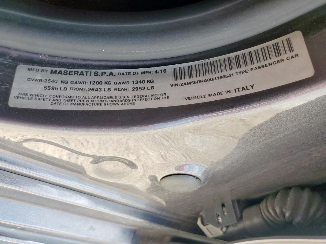 Продажа на аукционе авто 2016 Maserati Quattropor, vin: ZAM56RRA0G1188541, номер лота: 61218375