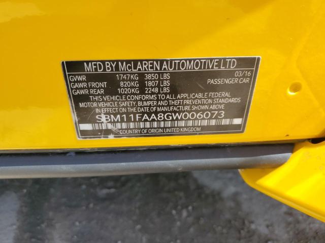 61343515 :رقم المزاد ، SBM11FAA8GW006073 vin ، 2016 Mclaren Automotive 650s Spide مزاد بيع