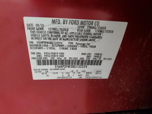 57895505 :رقم المزاد ، 1FAHP2FW3BG132224 vin ، 2011 Ford Taurus Lim مزاد بيع