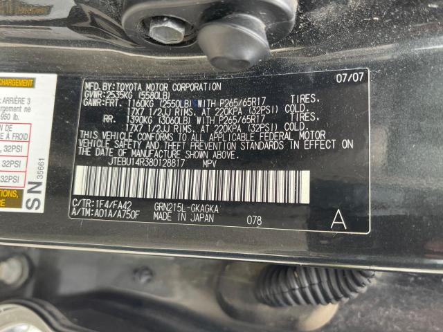 Aukcja sprzedaży 2008 Toyota 4runner Sr, vin: JTEBU14R380128817, numer aukcji: 63166355