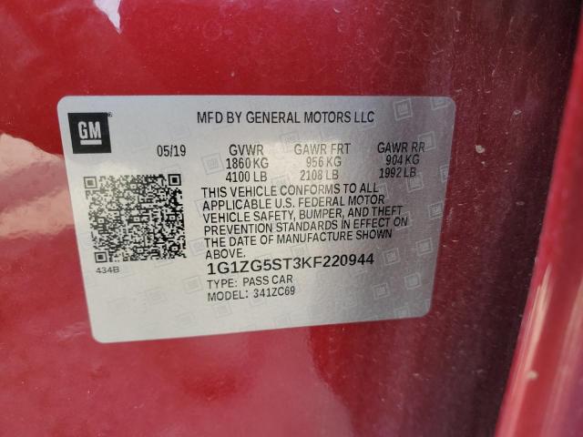 Aukcja sprzedaży 2019 Chevrolet Malibu Rs, vin: 1G1ZG5ST3KF220944, numer aukcji: 60865815
