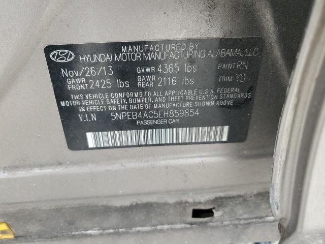 2014 Hyundai Sonata მანქანა იყიდება აუქციონზე, vin: 5NPEB4AC5EH859854, აუქციონის ნომერი: 60821705