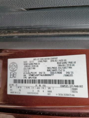 Aukcja sprzedaży 2018 Ford Escape, vin: 1FMCU0F74JUB00677, numer aukcji: 60317715