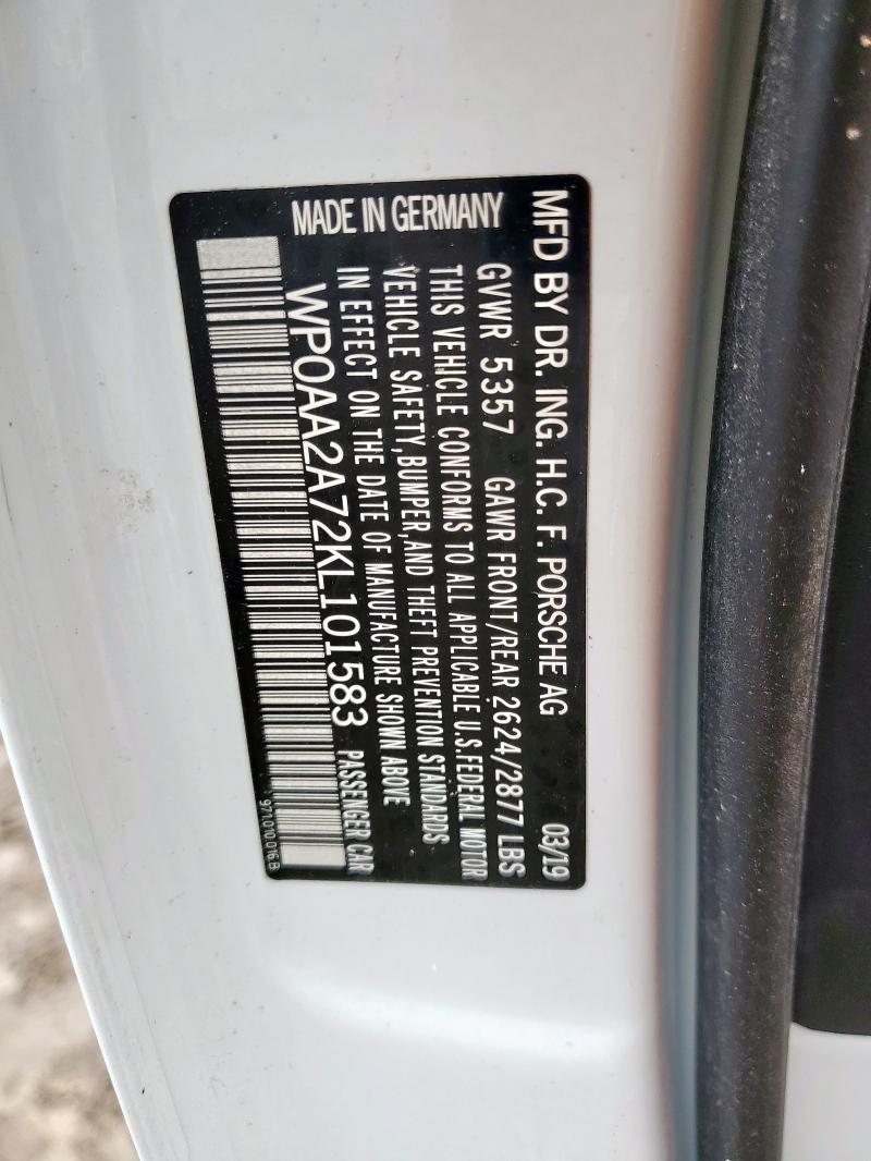 Продаж на аукціоні авто 2019 Porsche Panamera, vin: WP0AA2A72KL101583, номер лоту: 59079445