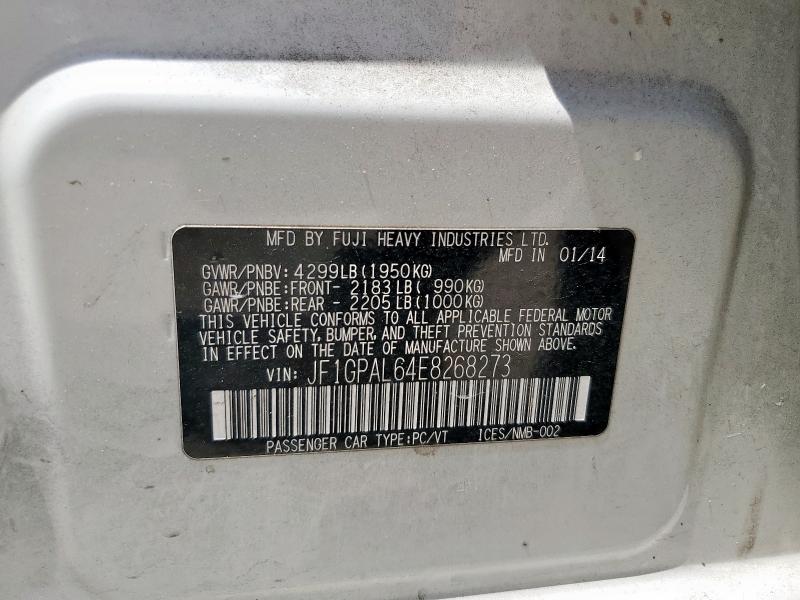 Aukcja sprzedaży 2014 Subaru Impreza Sp, vin: JF1GPAL64E8268273, numer aukcji: 60558535