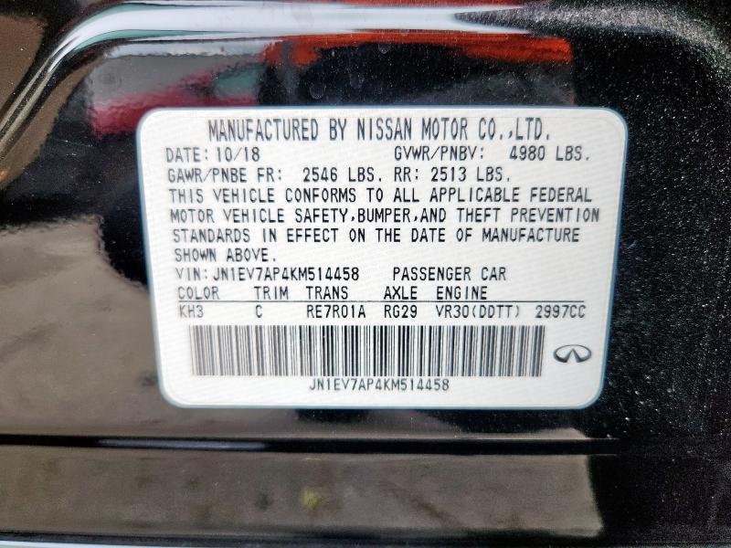 60756185 :رقم المزاد ، JN1EV7AP4KM514458 vin ، 2019 Infiniti Q50 Luxe مزاد بيع