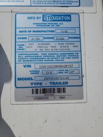 59594045 :رقم المزاد ، 1DW1A5326KBA28157 vin ، 2020 Stou 53 Trailer مزاد بيع