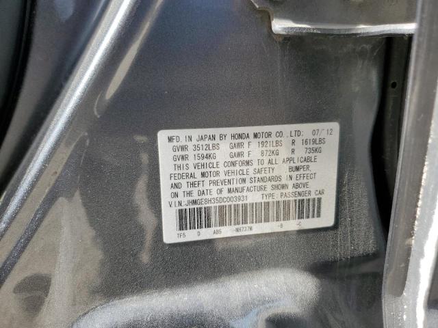 2013 Honda Fit მანქანა იყიდება აუქციონზე, vin: JHMGE8H35DC003931, აუქციონის ნომერი: 62472775