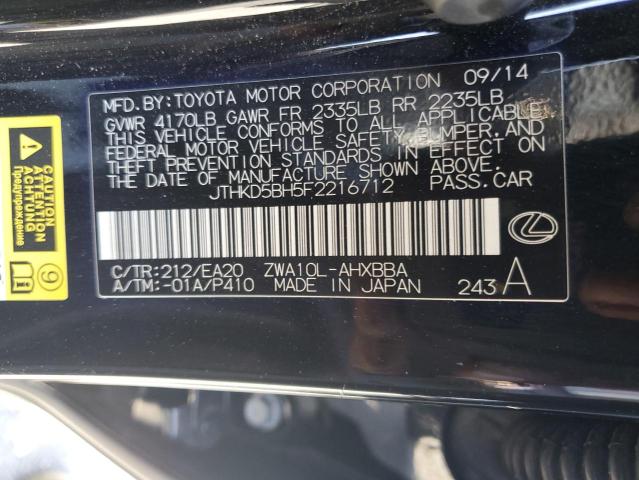 Aukcja sprzedaży 2015 Lexus Ct 200, vin: JTHKD5BH5F2216712, numer aukcji: 60827365