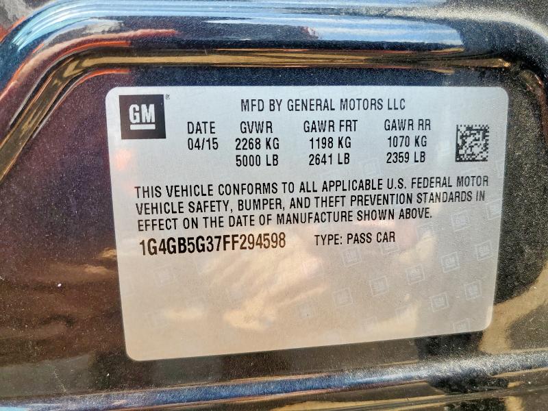 2015 Buick Lacrosse მანქანა იყიდება აუქციონზე, vin: 1G4GB5G37FF294598, აუქციონის ნომერი: 59723745
