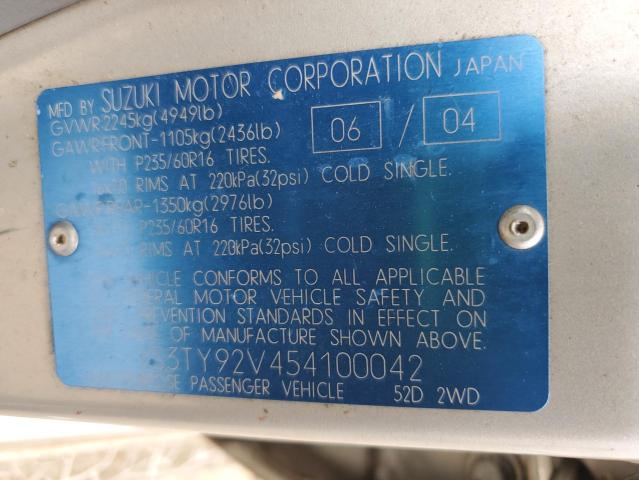 Продаж на аукціоні авто 2005 Suzuki Xl7, vin: JS3TY92V454100042, номер лоту: 59662865