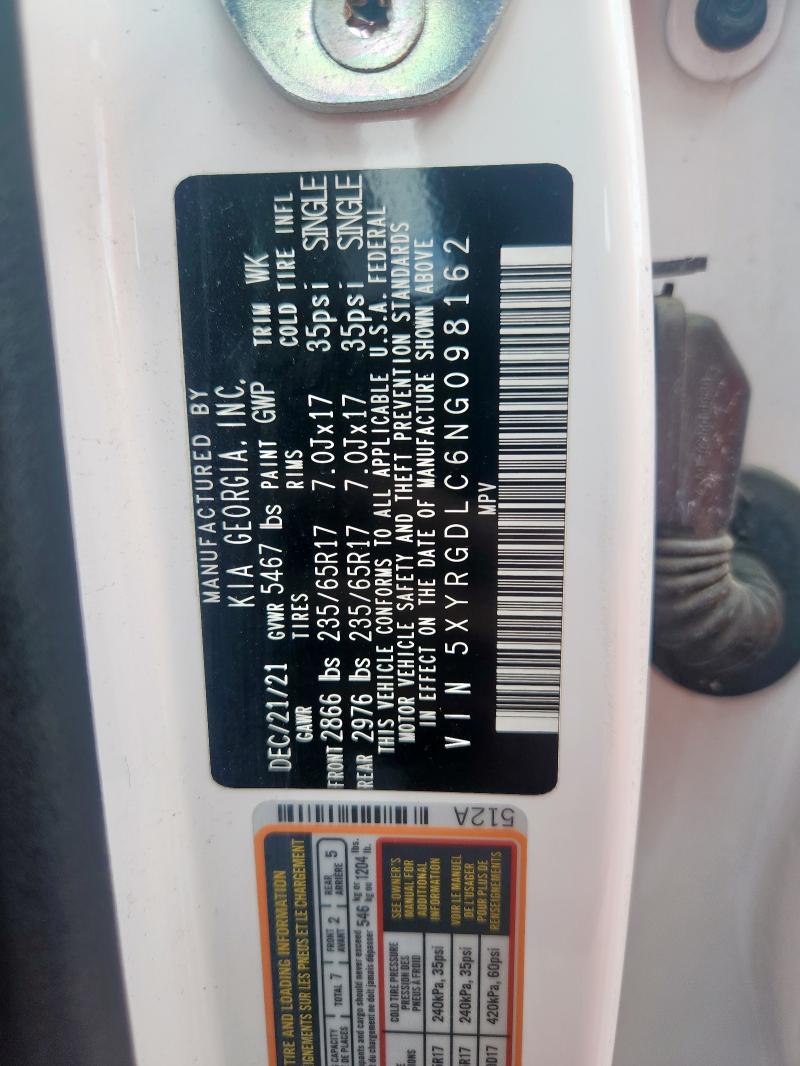 Aukcja sprzedaży 2022 Kia Sorento, vin: 5XYRGDLC6NG098162, numer aukcji: 59952945