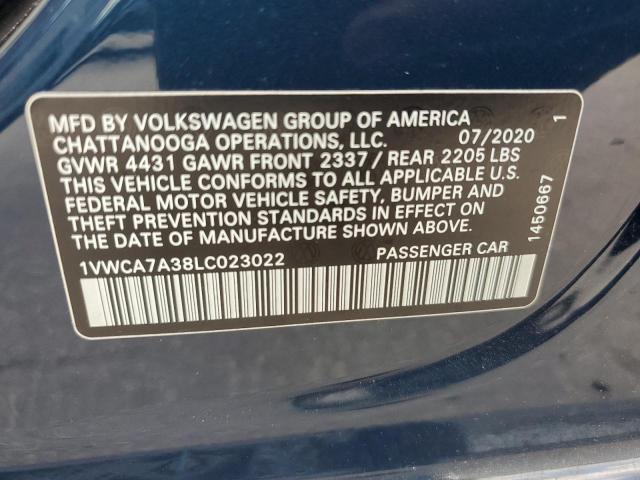 Aukcja sprzedaży 2020 Volkswagen Passat, vin: 1VWCA7A38LC023022, numer aukcji: 61961555