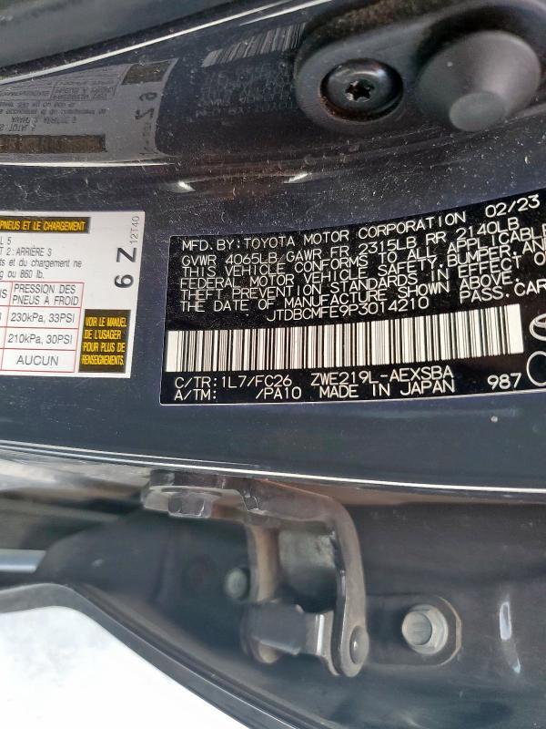 2023 Toyota Corolla Le მანქანა იყიდება აუქციონზე, vin: JTDBCMFE9P3014210, აუქციონის ნომერი: 59515115