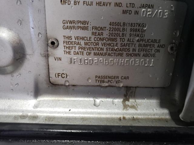 2004 Subaru Impreza მანქანა იყიდება აუქციონზე, vin: JF1GD29654H503011, აუქციონის ნომერი: 61633285