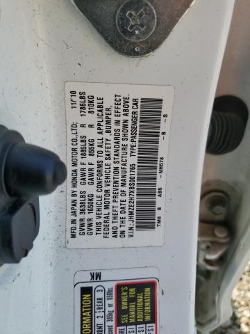 2011 Honda Insight Ex მანქანა იყიდება აუქციონზე, vin: JHMZE2H7XBS001765, აუქციონის ნომერი: 62264925