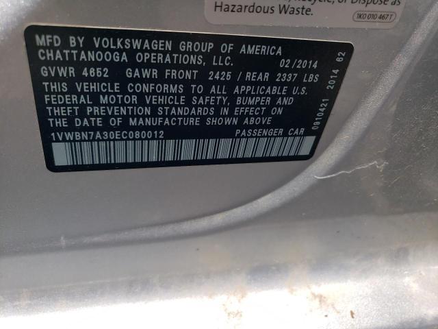Aukcja sprzedaży 2014 Volkswagen Passat Se, vin: 1VWBN7A30EC080012, numer aukcji: 61759605