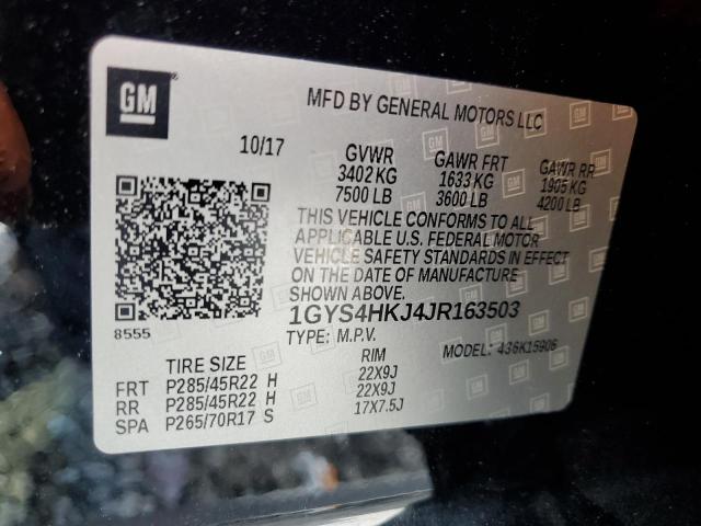 59904295 :رقم المزاد ، 1GYS4HKJ4JR163503 vin ، 2018 Cadillac Escalade E مزاد بيع