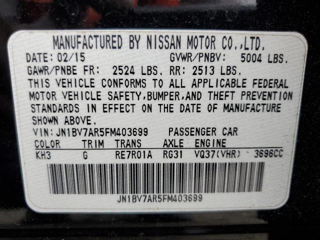 2015 Infiniti Q50 Base მანქანა იყიდება აუქციონზე, vin: JN1BV7AR5FM403699, აუქციონის ნომერი: 61124485