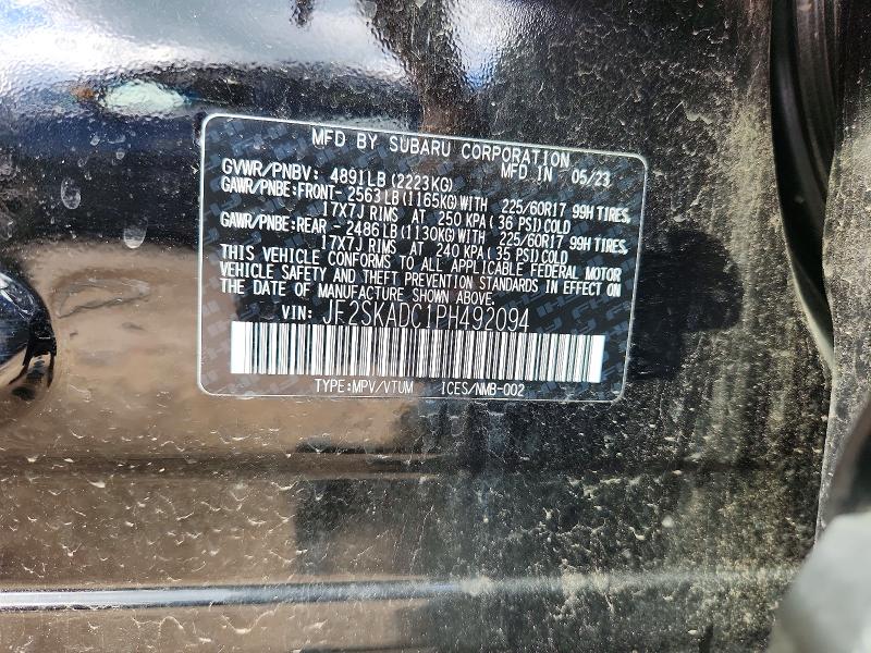 Aukcja sprzedaży 2023 Subaru Forester, vin: JF2SKADC1PH492094, numer aukcji: 57740406