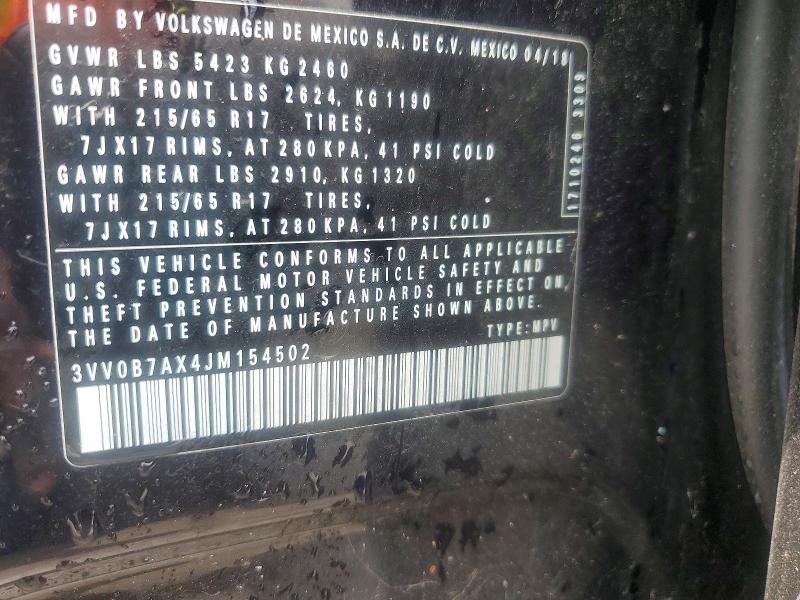 Aukcja sprzedaży 2018 Volkswagen Tiguan, vin: 3VV0B7AX4JM154502, numer aukcji: 57342586