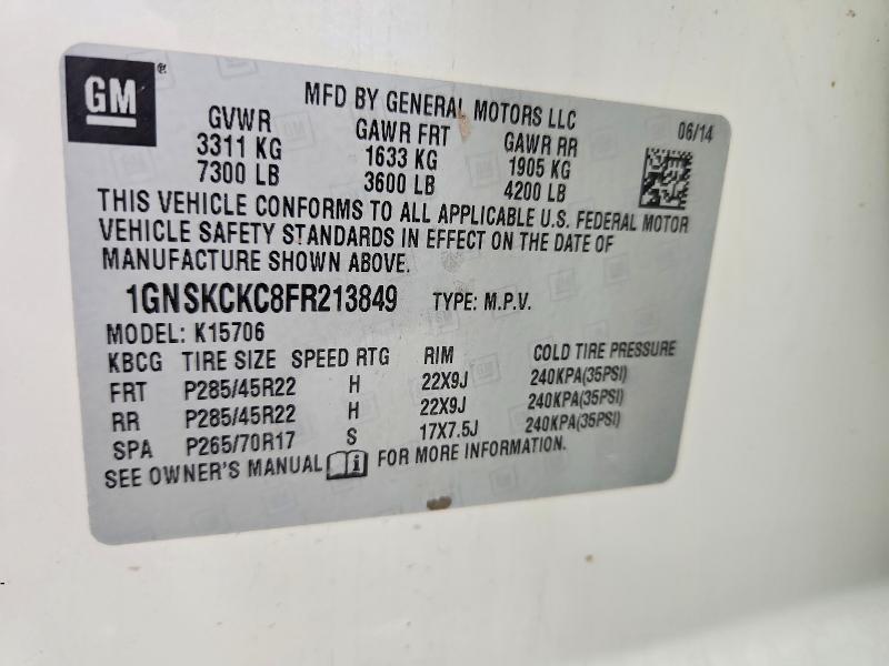 Продаж на аукціоні авто 2015 Chevrolet Tahoe, vin: 1GNSKCKC8FR213849, номер лоту: 58978776