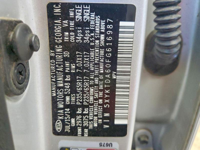 Продажа на аукционе авто 2015 Kia Sorento, vin: 5XYKTDA60FG616987, номер лота: 58765796