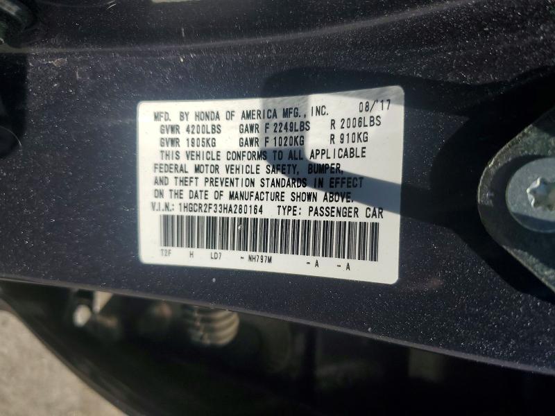 Aukcja sprzedaży 2017 Honda Accord, vin: 1HGCR2F33HA280164, numer aukcji: 56652846