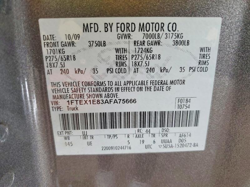 Продаж на аукціоні авто 2010 Ford F150, vin: 1FTEX1E83AFA75666, номер лоту: 56767746