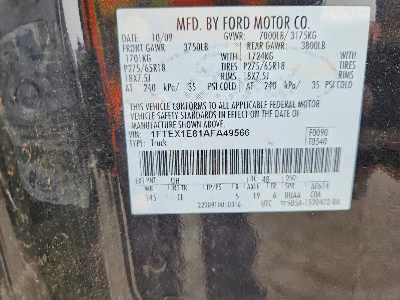 54867056 :رقم المزاد ، 1FTEX1E81AFA49566 vin ، 2010 Ford F150 مزاد بيع