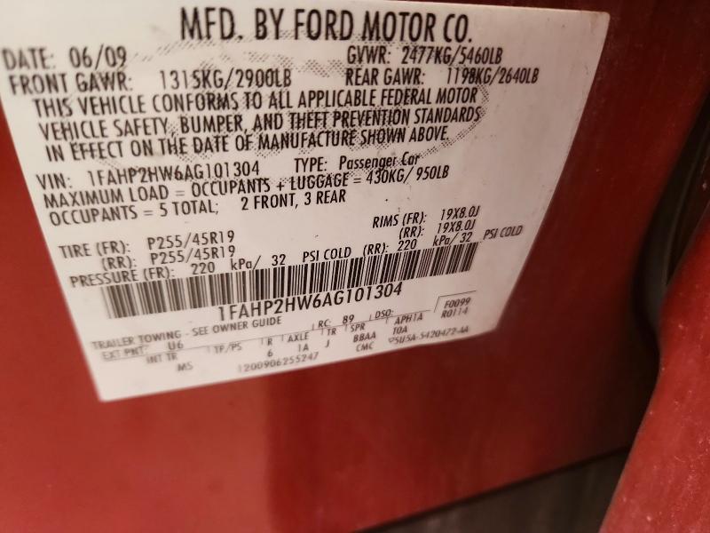 2010 Ford Taurus მანქანა იყიდება აუქციონზე, vin: 1FAHP2HW6AG101304, აუქციონის ნომერი: 55784826