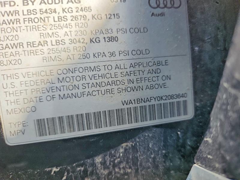Продажа на аукционе авто 2019 Audi Q5, vin: WA1BNAFY0K2083640, номер лота: 56710936