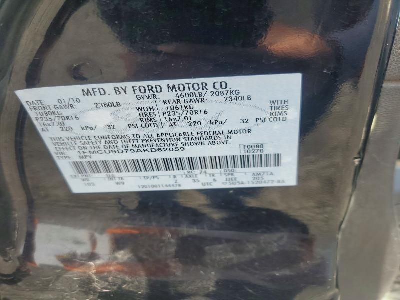58930116 :رقم المزاد ، 1FMCU9D79AKB62059 vin ، 2010 Ford Escape مزاد بيع